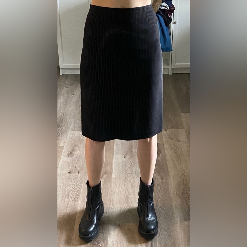 Black Pinstripe Pencil Skirt for Women
